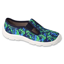 Befado children's slippers 975Y176 navy blue and green patterns multicolored 1
