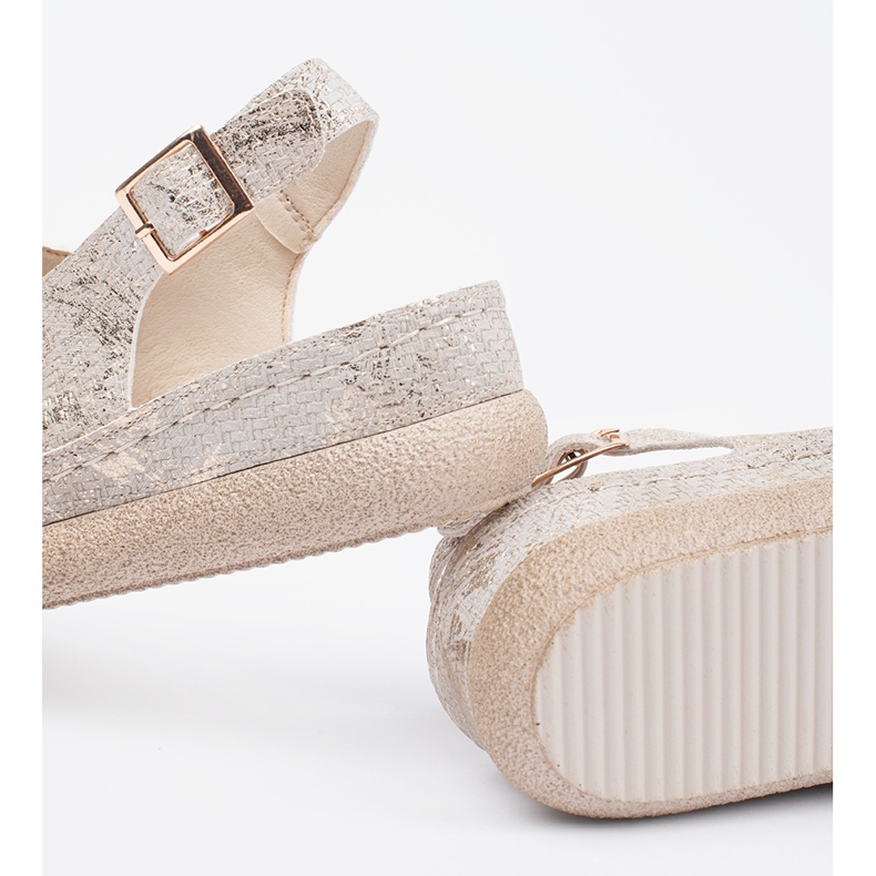 Goodin Flat sandals with taupe buckle beige 2