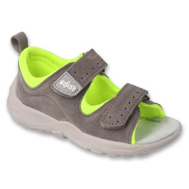 Befado sandals children's leather insert 721p006 gray-neon grey 1
