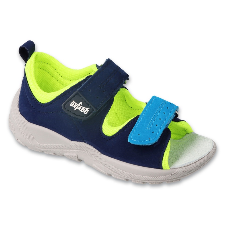 Befado children's sandals leather insert 721p008 neon navy blue green 1