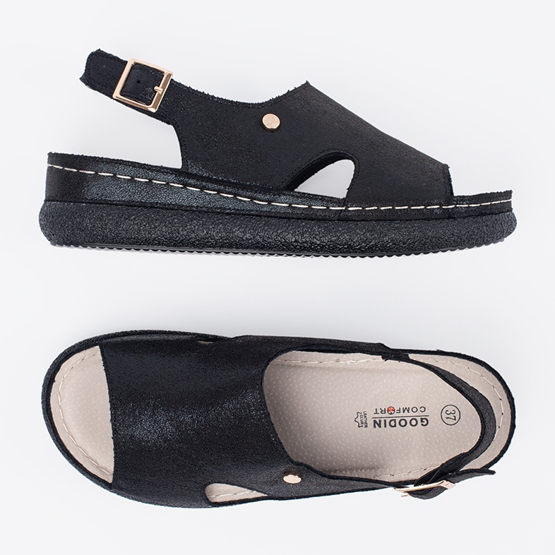 Goodin Black flat sandals with a buckle 1 Goodin Black flat sandals with a buckle 1