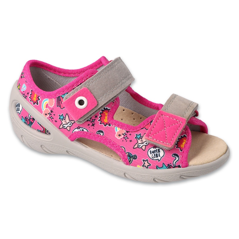 Befado children's sandals 065P171 pink with colorful applications 1