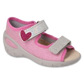 Befado children's sandals 063P003 pink with a heart 1