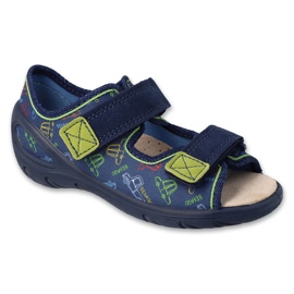 Befado children's sandals with leather insole 063X016 blue with cars 1 Befado children's sandals with leather insole 063X016 blue with cars 1