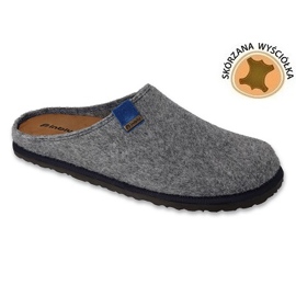 Inblu men's slippers with leather insert 155M020 gray grey 1