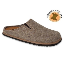 Inblu men's slippers with leather insert 155M025 beige 1 Inblu men's slippers with leather insert 155M025 beige 1