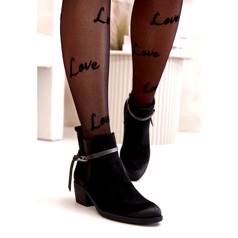 Zazoo 60478 suede high heels insulated black zipper 2