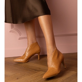 Brown elegant ankle boots with a high heel 2