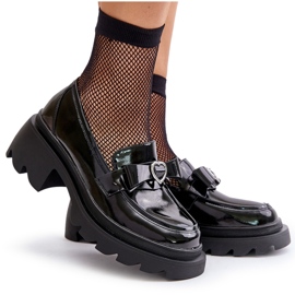 S.Barski Women's leather loafers with a bow and heart LZ42-032 black 5 S.Barski Women's leather loafers with a bow and heart LZ42-032 black 5