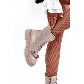 S.Barski Women's varnished boots Workers with decoration D&A MR870-67 light beige 1 S.Barski Women's varnished boots Workers with decoration D&A MR870-67 light beige 1