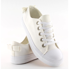 Women's white sneakers with a bow 8935 White 2