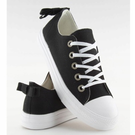 Black women's sneakers with a bow 8935 Black 1