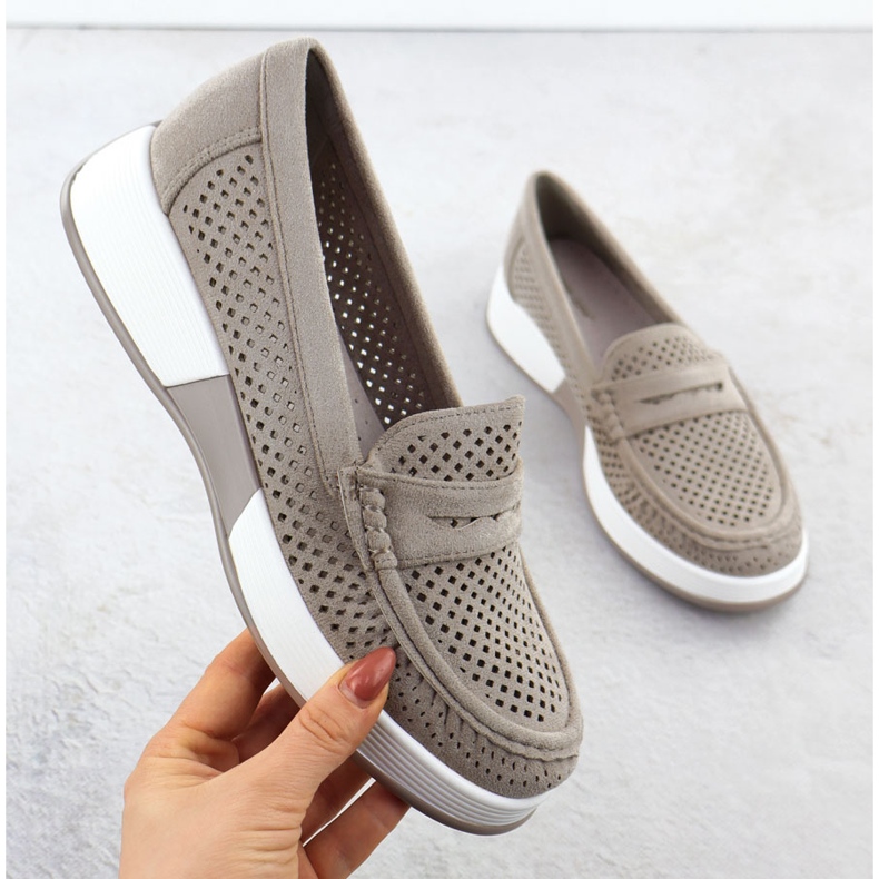 Women's openwork shoes on the Sergio Leone 095H gray platform grey 1