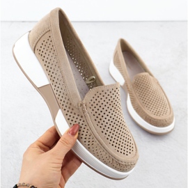 Women's openwork shoes on the Sergio Leone 094H beige platform 1