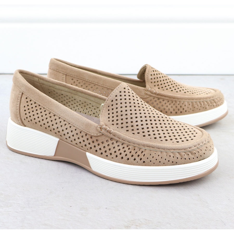 Women's openwork shoes on the Sergio Leone 094H beige platform 2