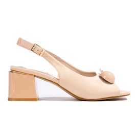 Beige suede low heel sandals from Shelovet 2