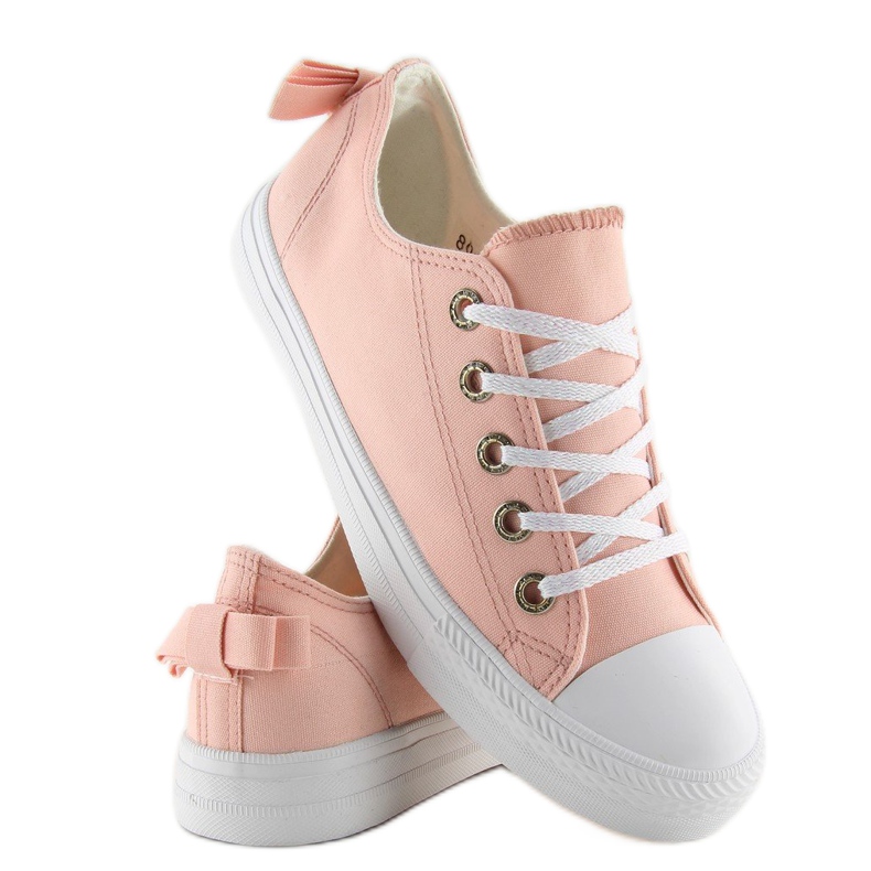 Women's sneakers with a bow pink 8935 Pink 2
