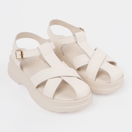 Goodin Light beige sandals on a thick sole 1