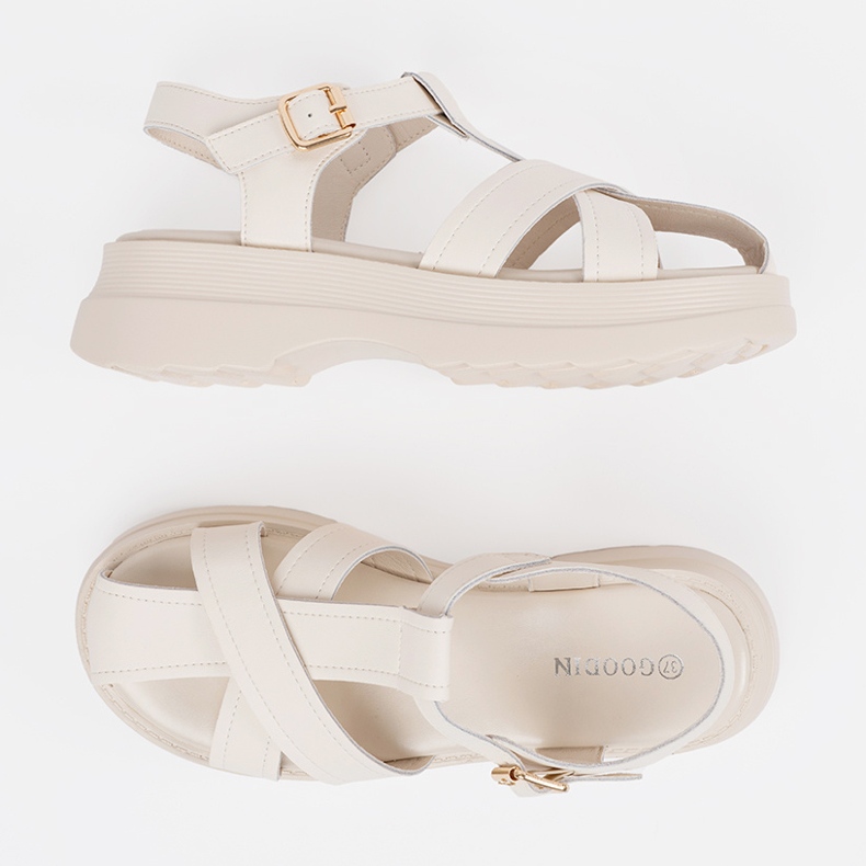 Goodin Light beige sandals on a thick sole 2