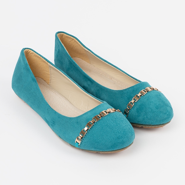 Turquoise flat women's ballerinas blue 1