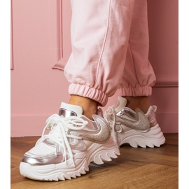 White sneakers on a massive sole with zircons 1 White sneakers on a massive sole with zircons 1