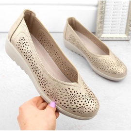 Openwork wedge shoes Potocki W WOL238 gold golden 2