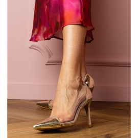 Gold classic pumps with a transparent upper golden 1