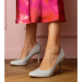 Silver pumps on a brocade finish 1 Silver pumps on a brocade finish 1