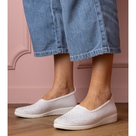 White women's sneakers with zircons 1