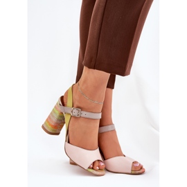 Leather elegant sandals on the Laura Messi 2136 multicolor post beige 5