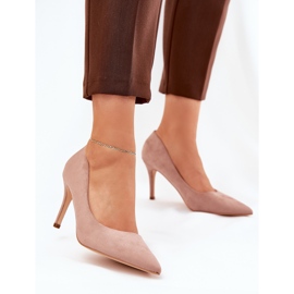 Eco suede heels khaki beige 2