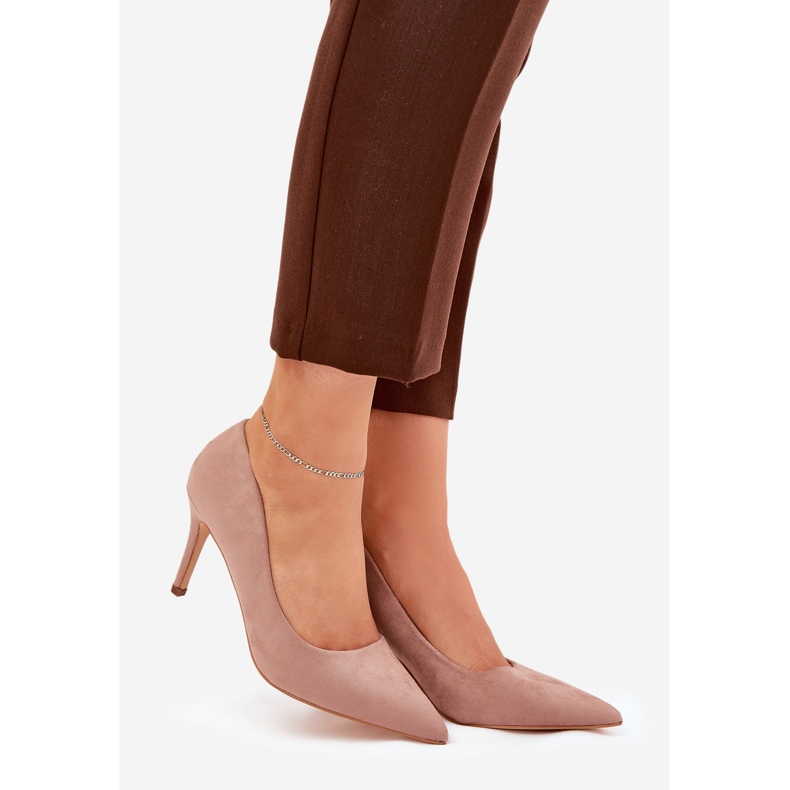 Eco suede heels khaki beige 1