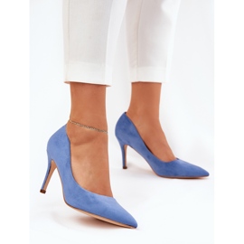 Blue eco suede heels 2