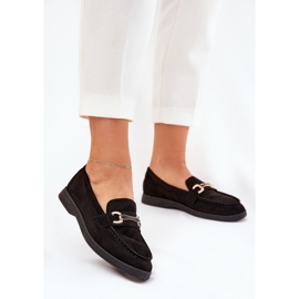 Women's loafers with a golden detail black 2 Women's loafers with a golden detail black 2