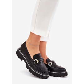 Women's loafers decorated with black zircons 1