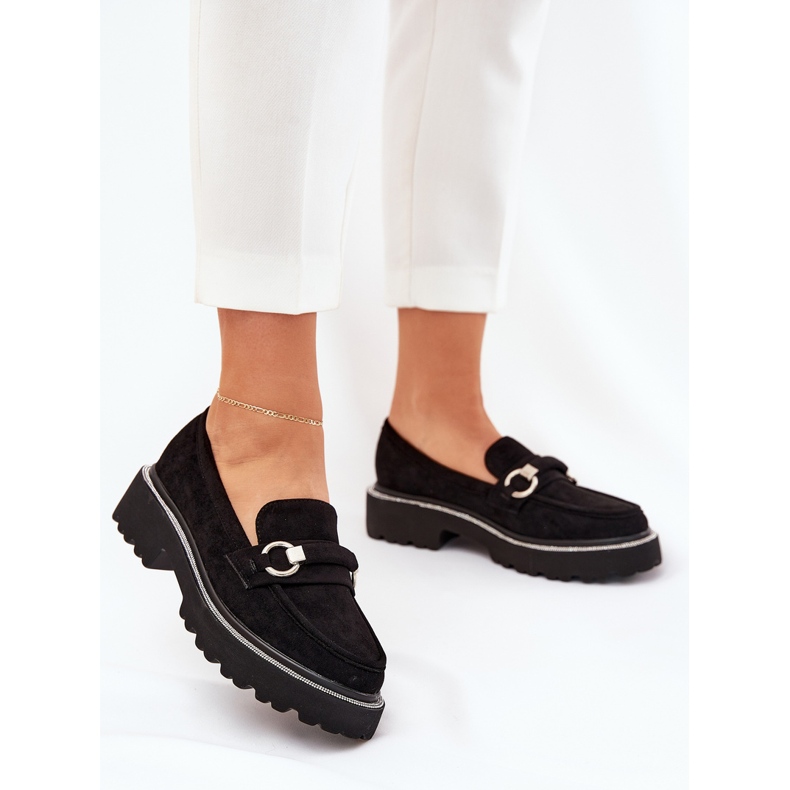 Women's loafers decorated with black zircons 2 Women's loafers decorated with black zircons 2