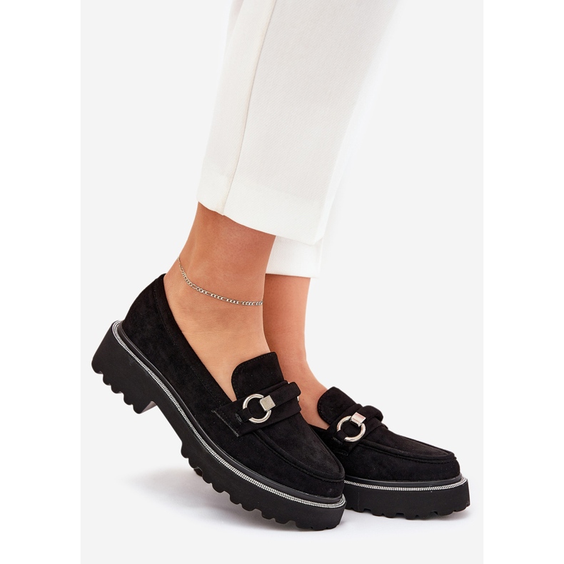 Women's loafers decorated with black zircons 1 Women's loafers decorated with black zircons 1