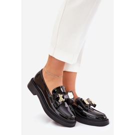 Painted loafers with a bow and a decorative black brooch 1 Painted loafers with a bow and a decorative black brooch 1