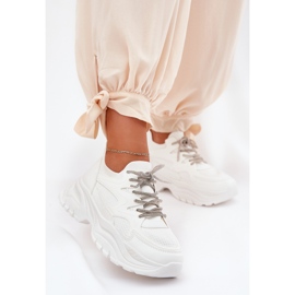 Women's sneakers on a decorative platform white lacing 2