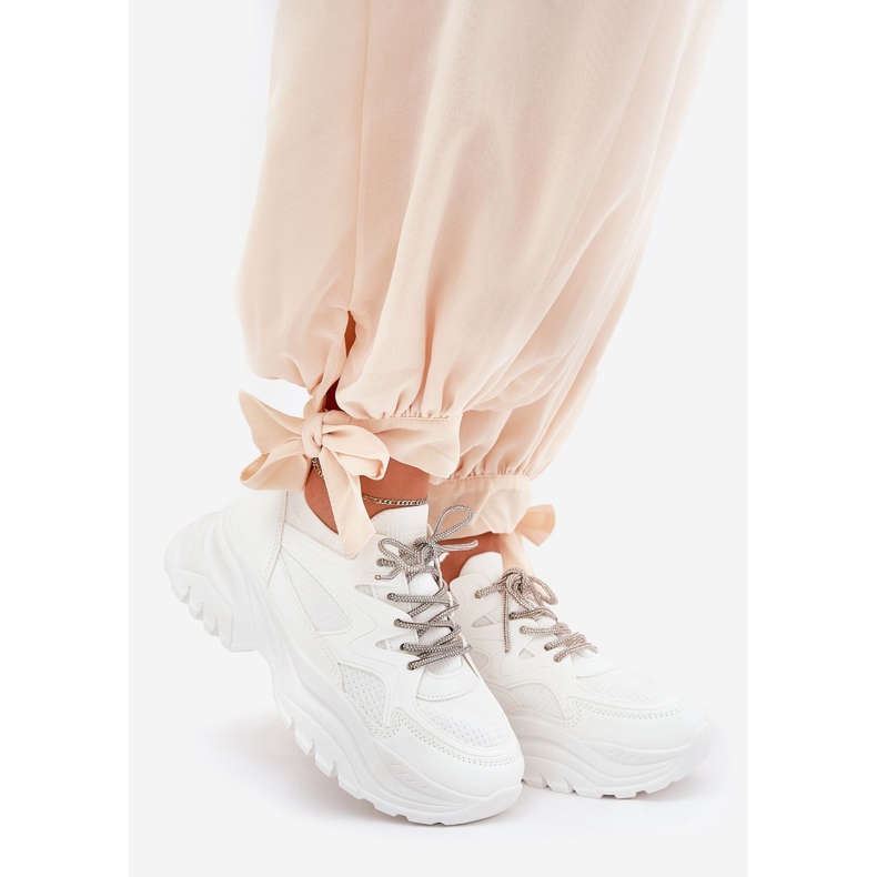 Women's sneakers on a decorative platform white lacing 1