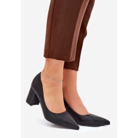 Women's pumps on the pillar with a pointed nose black 1 Women's pumps on the pillar with a pointed nose black 1