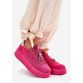 Women's sneakers on the platform with teddy bear fuchsia pink 1