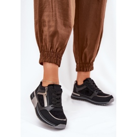 Women's sports shoes with a zipper on the platform black 2