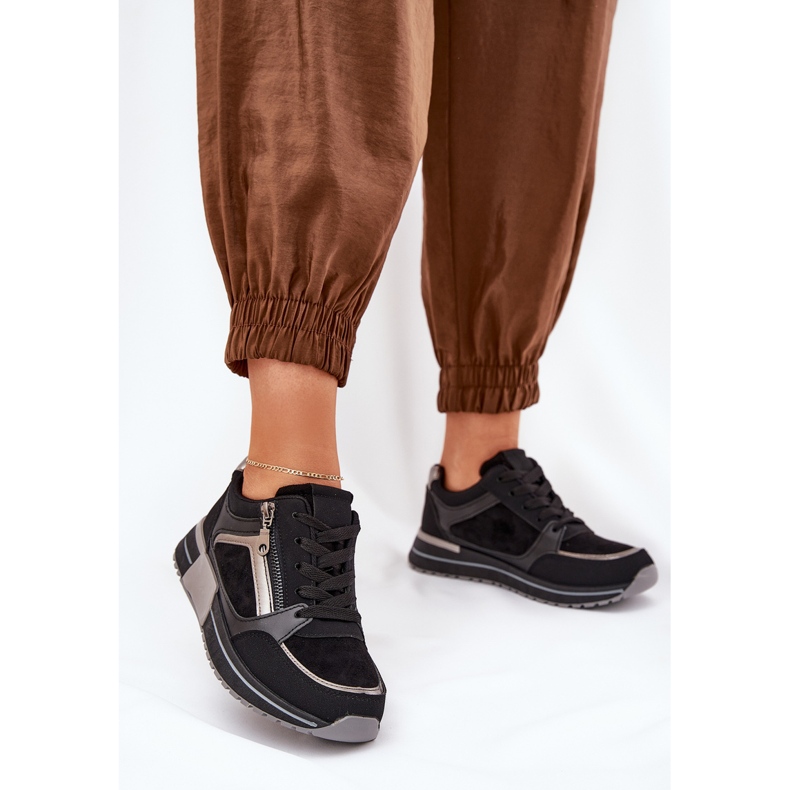 Women's sports shoes with a zipper on the platform black 2 Women's sports shoes with a zipper on the platform black 2
