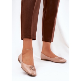 Painted elegant women's ballerinas with a decorative Vinceza 17377 beige detail 2