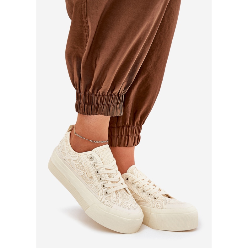 Big star rr274746 women's lace sneakers beige 1 Big star rr274746 women's lace sneakers beige 1