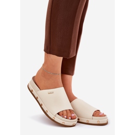 Women's flip flops on the platform with big star rr274215 beige 1