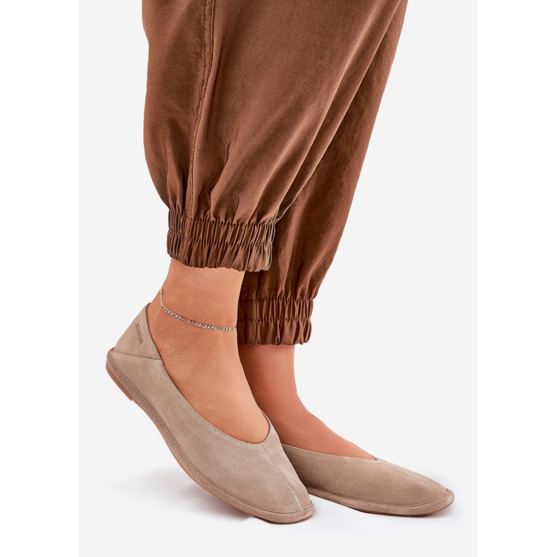 Women's suede ballerinas big star rr274082 beige 1