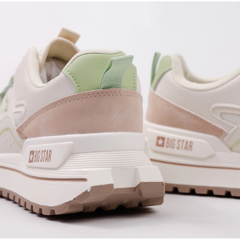Sneakers women's shoes big star nn274a091 beige with green 2