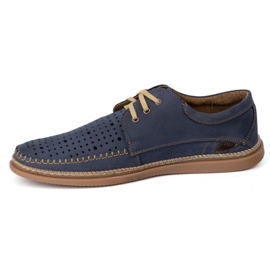 Olivier Men's leather laced summer shoes 206L with blue perforation 1 Olivier Men's leather laced summer shoes 206L with blue perforation 1